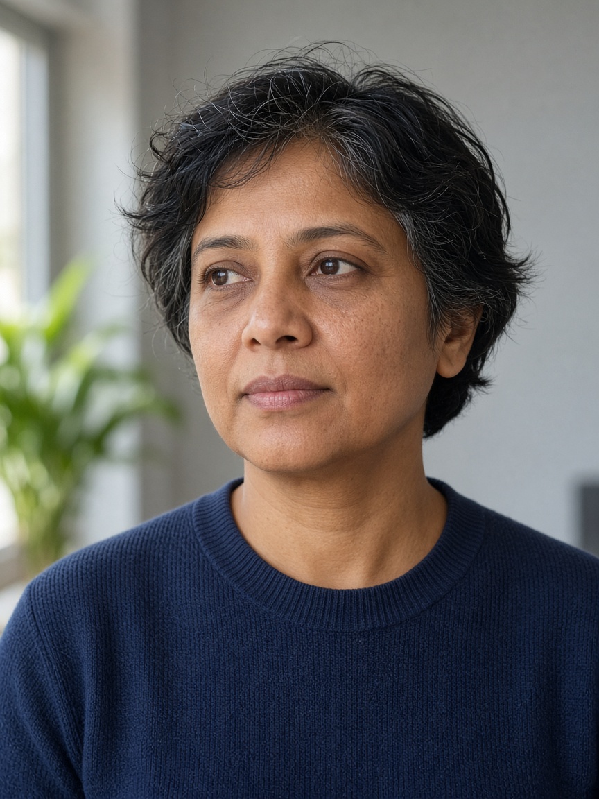Portrait of Amara Sen, Head of Quality at Northwind Payments